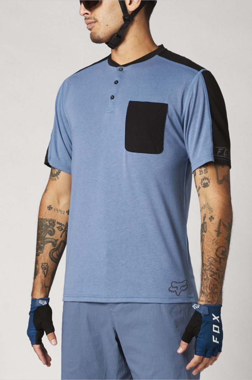 Fox Ranger DR Henley Short Sleeve Jersey Blue Alltricks