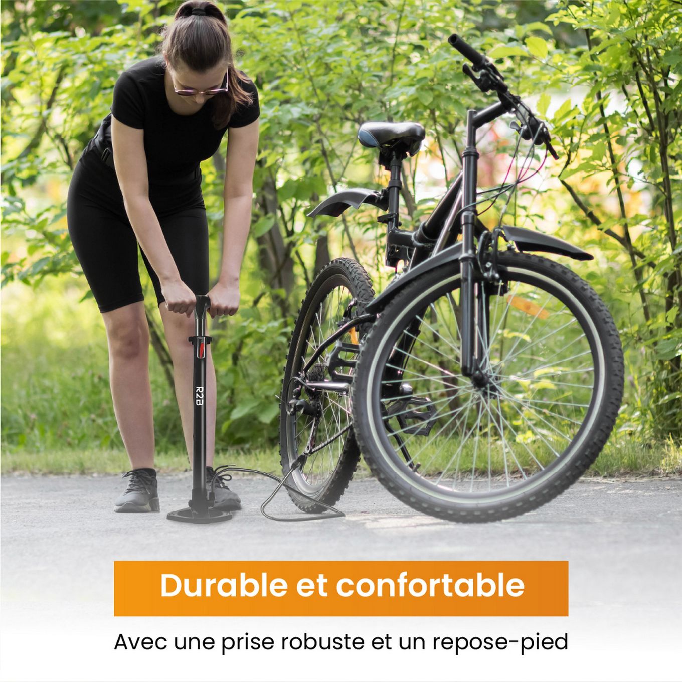 Pompe à Vélo Double Tête – Adaptateur Valve Presta/Schrader – ABS Compact 61x40 Mm