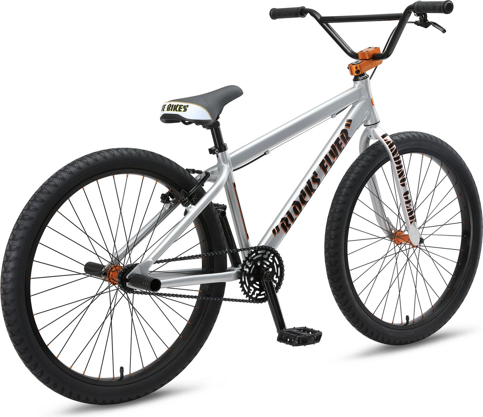 SE Bikes Blocks Flyer 26'' Wheelie Bike Iced Out Silver
