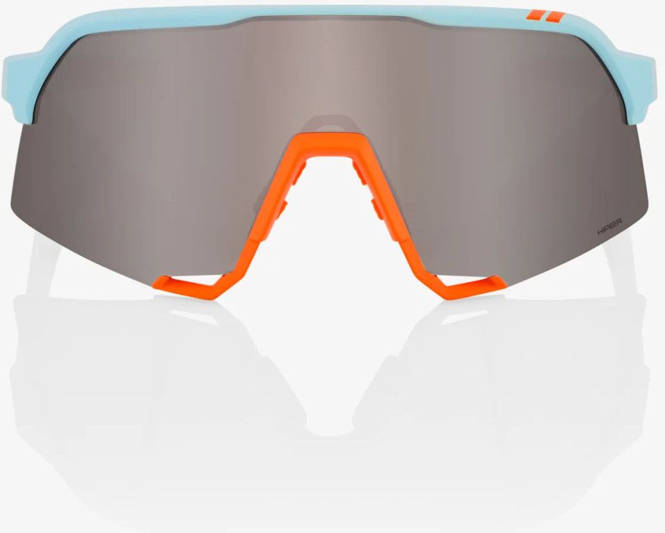 100% S3 Soft Tact Blue / Orange - HiPER Mirror Silver Lenses 