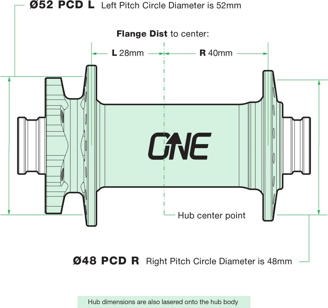 OneUp Front Hub | Boost 15x110 mm 32 Holes | Dark Green