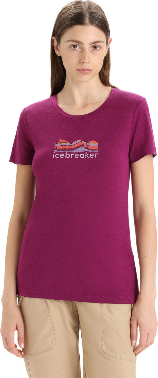 T-shirt Icebreaker Mérinos Rayures Grises – Femme XS – Manches Courtes – Léger