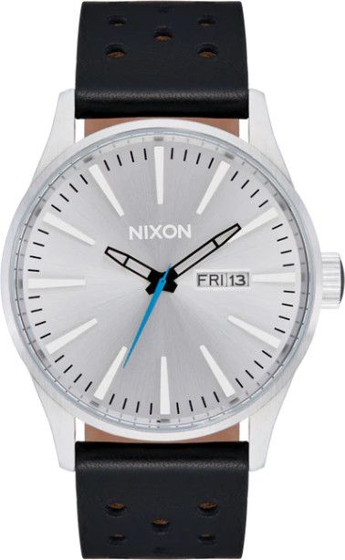 Uhr NIXON Sentry Leather Chrome Silver Sunray Black