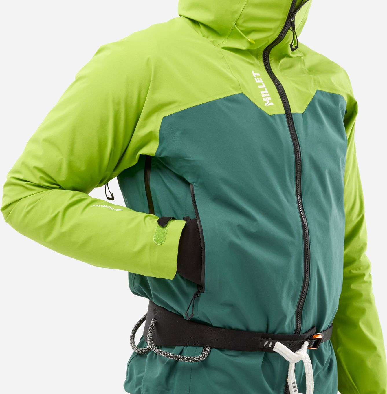 Veste Millet Vintage Imperméable Gore-Tex - Taille L, Vert Avec Capuche, Occasion Très Bon état