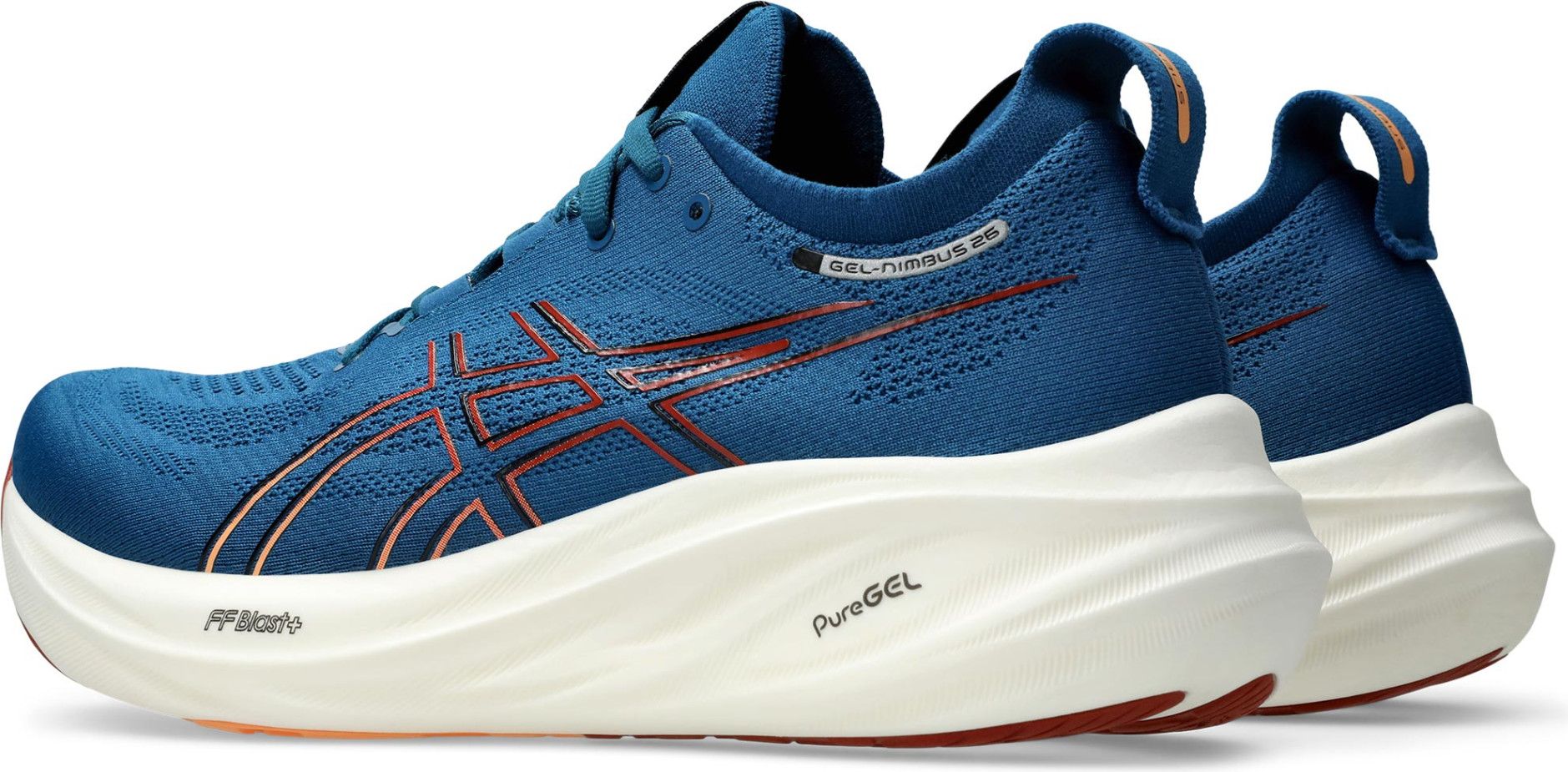 Chaussures Running Asics Gel Nimbus 26 Bleu Orange Homme