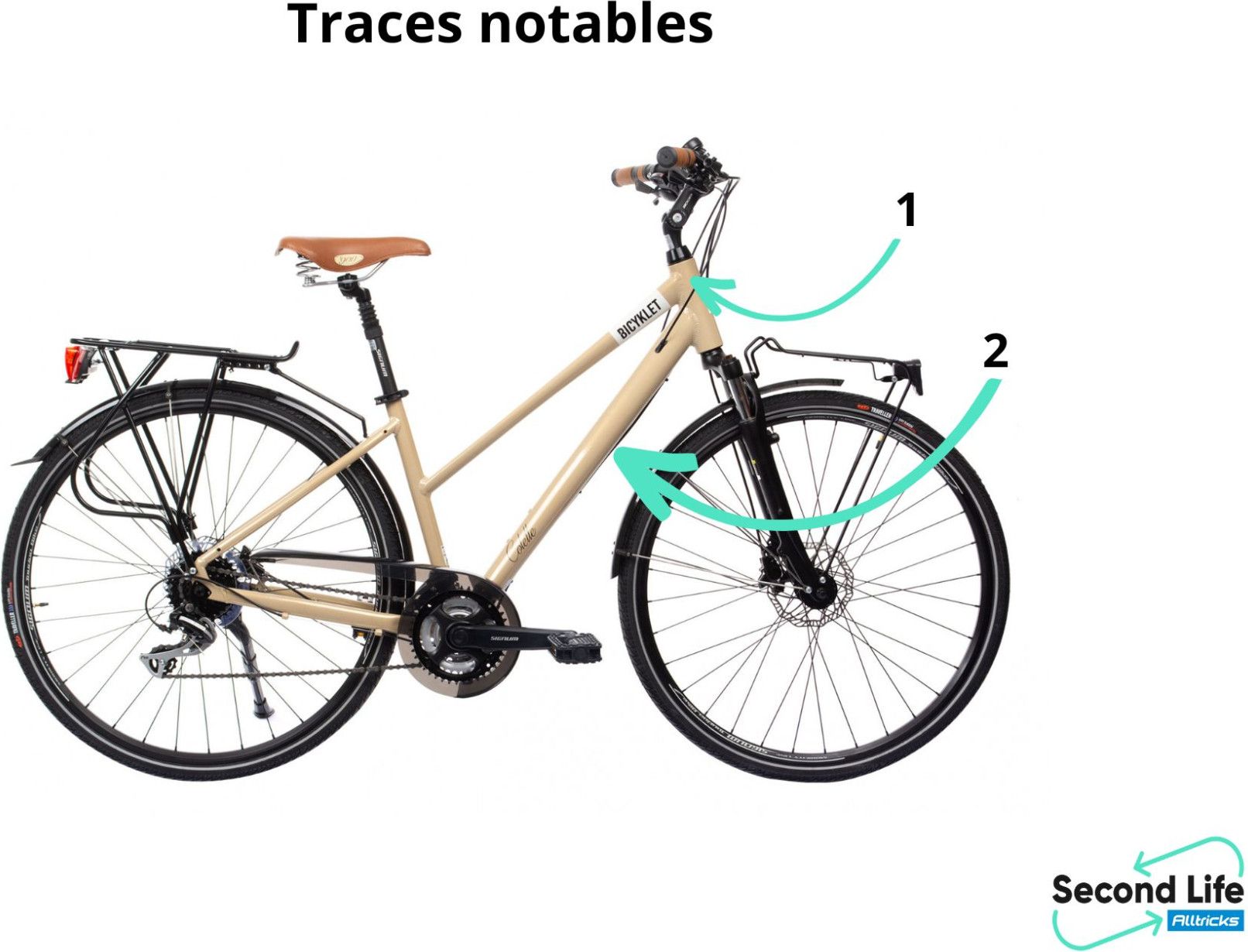 Produit Reconditionne Velo de Ville Femme Bicyklet Colette Shimano Acera Altus 8V 700 mm Ivoire Brillant Alltricks