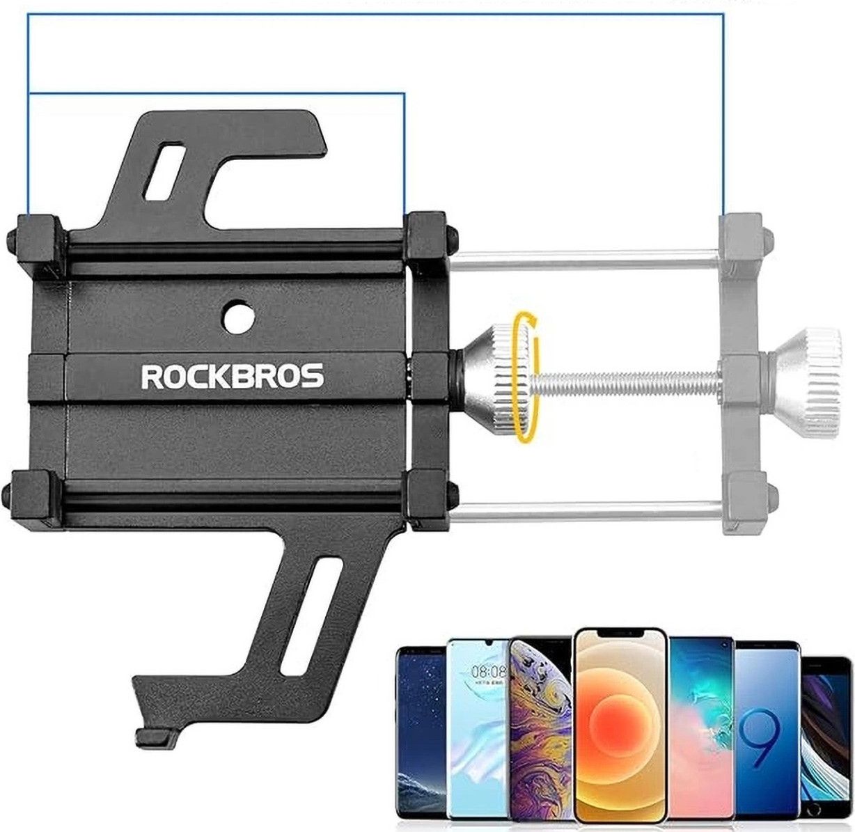 Support Téléphone Vélo Avec Rotation 90° - Noir - Neuf