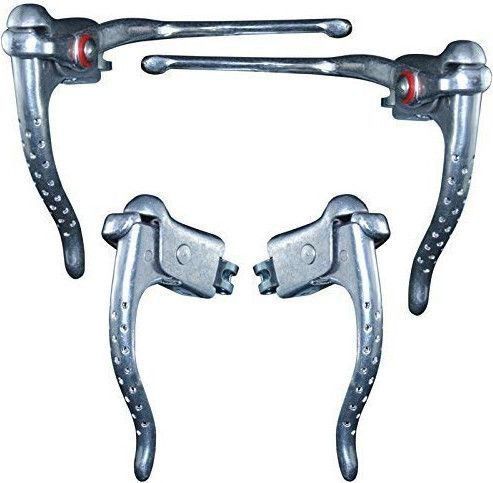 LEVIERS DE FREIN VELO DOUBLE COMMANDE AVEC REPOSE MAIN BLANC COURSE VINTAGE com Ciclismo