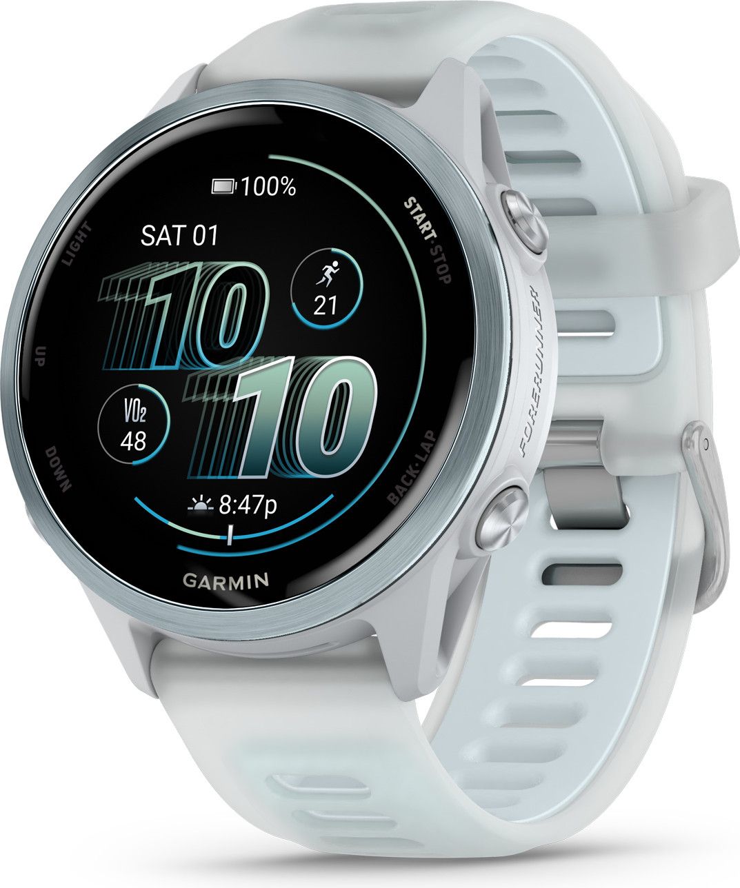 Montre GPS Garmin Forerunner 570 42 mm Bleu Ciel Aluminium Blanc