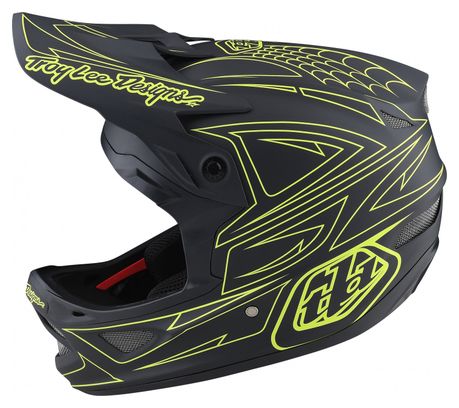 Casque Troy Lee Designs D3 Fiberlite Spiderstripe Gris/Jaune M (56-57 cm)