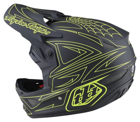 Casque Troy Lee Designs D3 Fiberlite Spiderstripe Gris/Jaune M (56-57 cm)