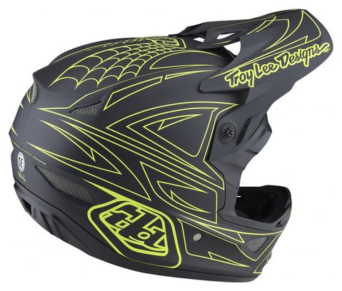 Casque Troy Lee Designs D3 Fiberlite Spiderstripe Gris/Jaune M (56-57 cm)