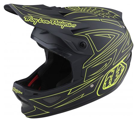 Casque Troy Lee Designs D3 Fiberlite Spiderstripe Gris/Jaune M (56-57 cm)