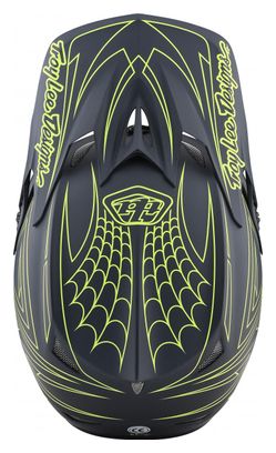 Casque Troy Lee Designs D3 Fiberlite Spiderstripe Gris/Jaune M (56-57 cm)