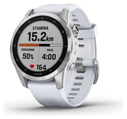 Montre GPS connectée - GARMIN - Fenix 7S - Argent avec bracelet blanc