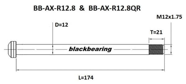 Axe de roue Blackbearing - R12.8QR - (12 mm - 174- M12x1 75