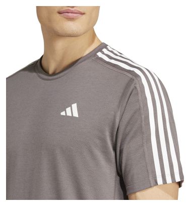 adidas Own The Run 3-Stripes Grey Men's Short Sleeve Jersey