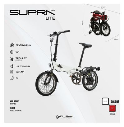 Vélo électrique pliant Supra 4.0 lite Racing Red | Roues 16