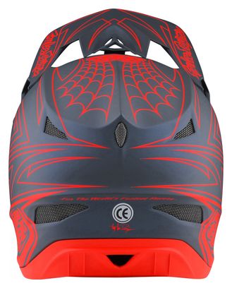Casco Troy Lee Designs D3 Fiberlite SPIDERSTRIPE Gris/Rojo