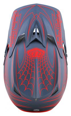 Casque Troy Lee Designs D3 Fiberlite SPIDERSTRIPE Gris/Rouge
