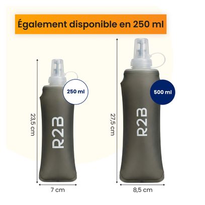 R2B Gourde Souple 500 ML - Soft Flask - Bouteille pliable - Flasque trial