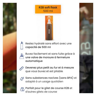 R2B Gourde Souple 500 ML - Soft Flask - Bouteille pliable - Flasque trial