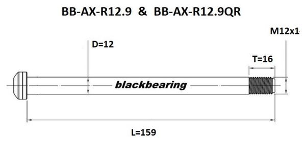 Axe de roue Blackbearing - R12.9 - (12 mm - 159 - M12x1 - 16