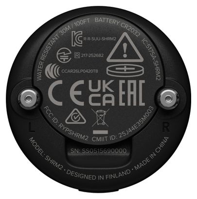 Ceinture de Fréquence Cardiaque Suunto Smart HRM 2 Noir