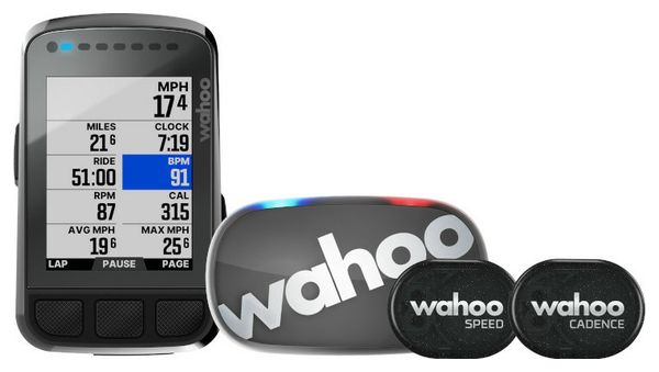 Wahoo Fitness Elemnt Bolt V2 GPS-Computer - Tickr Cardio / Speed / Cadence Bundle