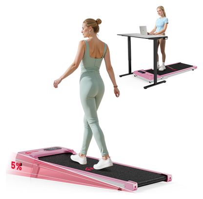 Tapis de marche Fitness T7 compact sous bureau Rose avec tapis