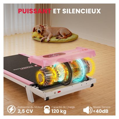 Tapis de marche Fitness T7 compact sous bureau Rose avec tapis