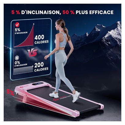 Tapis de marche Fitness T7 compact sous bureau Rose avec tapis