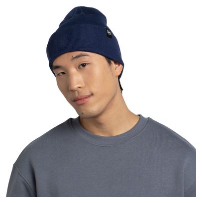 Buff Knitted Hat Dark Blue