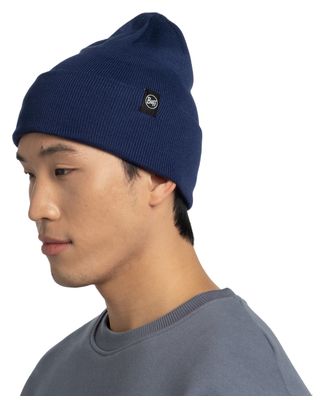 Buff Knitted Hat Dark Blue