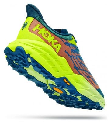 Hoka One One Speedgoat 5 Trailrunning-Schuhe Blau Koralle Gelb