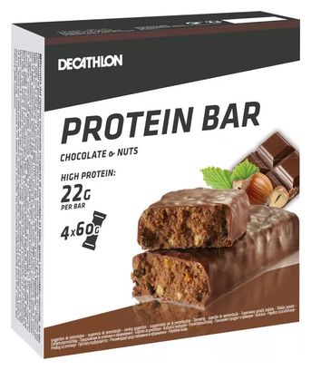 4 Domyos Protein Bars 22g Chocolate Hazelnuts 60g