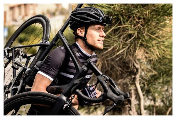 Maillot Manches Courtes Rogelli Stripe Homme Noir/Blanc