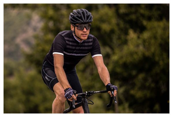 Maillot Manches Courtes Rogelli Stripe Homme Noir/Blanc