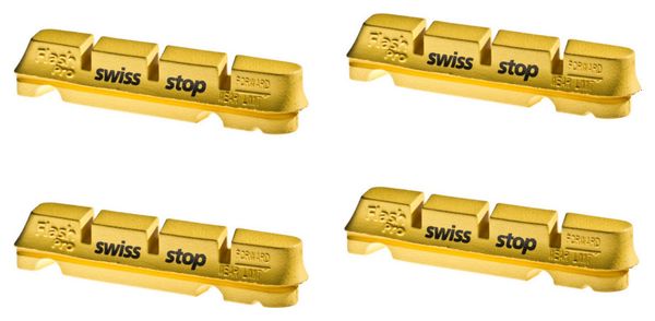 x4 SwissStop FlashPro Yellow King remblok cartridges voor carbon velgen Voor Shimano / Sram / Campagnolo remmen