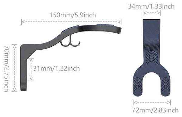 Support mural pour casque de vélo – Crochet ABS haute résistance avec rangement clés