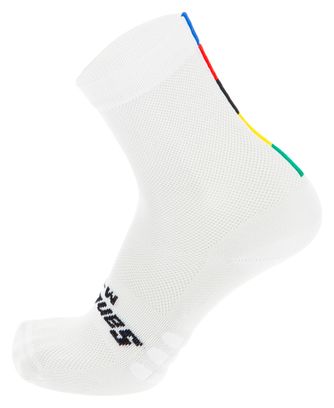 Santini UCI Campione del Mondo Ufficiale Calzini Unisex Bianco