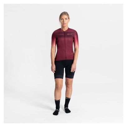 Maillot Manches Courtes Velo Rogelli Dawn - Femme - Bourgogne/Corail