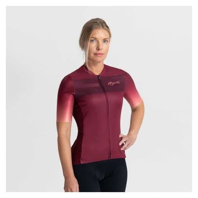 Maillot Manches Courtes Velo Rogelli Dawn - Femme - Bourgogne/Corail