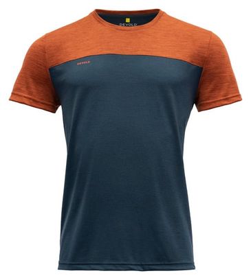 T-Shirt Manches Courtes Devold Norang Merino 150 Bleu/Orange