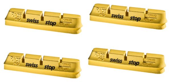 x4 SwissStop RacePro Yellow King Brake Pad Cartridges For Carbon Rims For Campagnolo Brakes