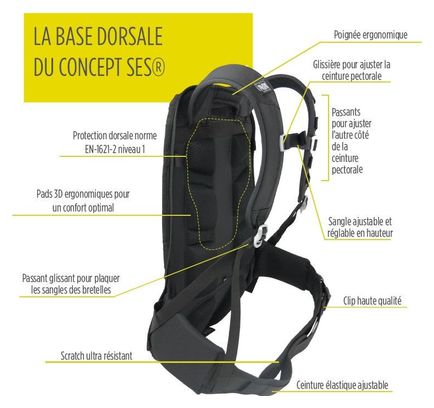 Base dorsale noire S/M pour sac à dos PRISM