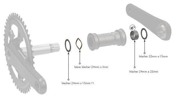 Adaptateur/Réducteur pour Boîtier de Pédalier Bikone Shimano (24 mm) vers Sram GXP (24/22 mm)