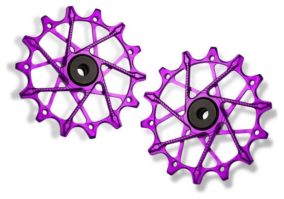 Coppia di pulegge per deragliatore Garbaruk per Shimano 12v Violet