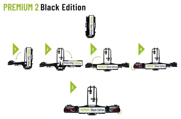 Porte-vélos 2 vélos PREMIUM II BLACK Edition pliable et basculant - EUFAB