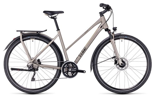 Cube Kathmandu Pro Trapeze Trekking Bike Shimano Deore/XT 10S 700 mm Flash Stone Beige Grey 2023